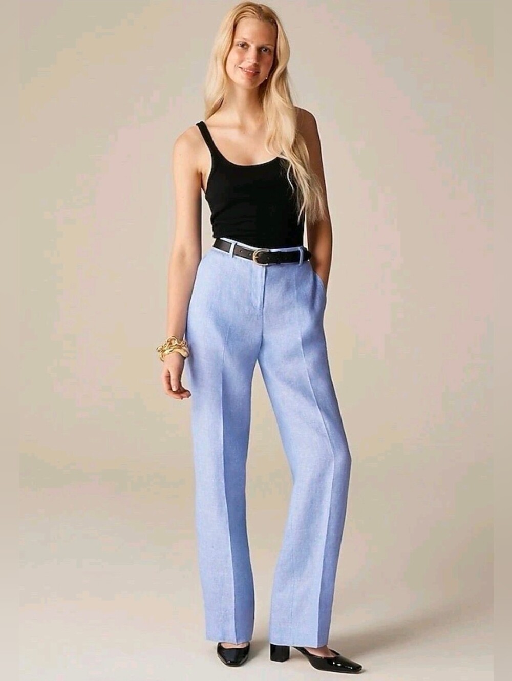 ❤️ J CREW LINEN WIDE LEG HIGH RISE HARBOR PANTS / TROUSERS, CHAMBRAY BLUE, XSP